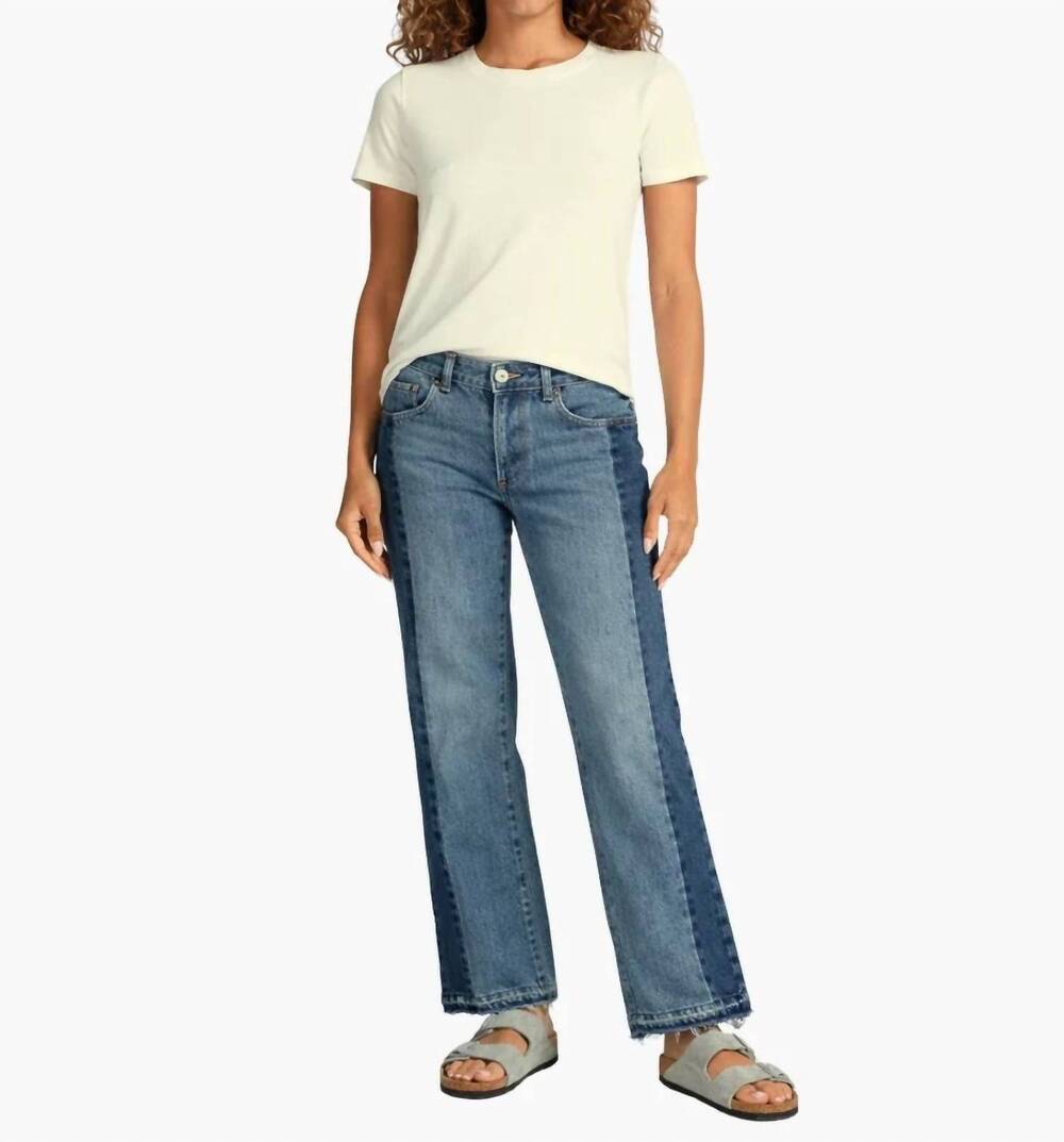 NEW ASKK NY two tone low rise straight denim pants in blue